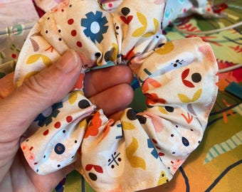 Handmade Cotton Fabric Hair Scrunchie, Reusable Hair Accessory,