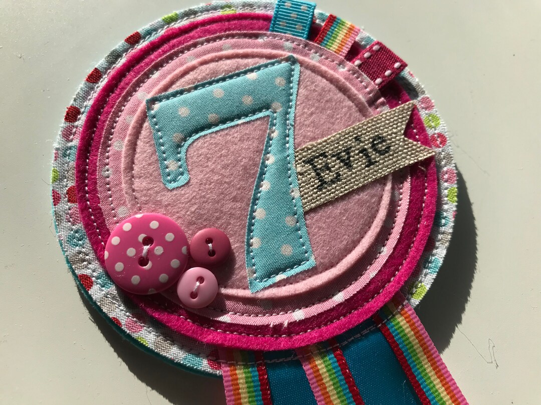 Personalized Birthday Rosette Badge | Handmade Fabric & Felt - Etsy UK