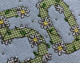 Handmade cross stitch 50th card