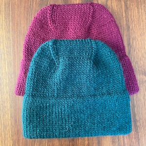 Kids Luxury Double Brim Knitted Beanie, 100% Wool Hand Knit Hat for Children, Eco-Friendly Handmade, Gift Idea