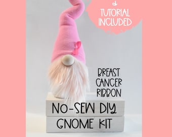Breast Cancer Awareness DIY gnome making kit- gnome kit- DIY gnome- Gnome tutorial- Pink gnome kit- DIY gnome kit- No sew gnome-Pink Ribbon
