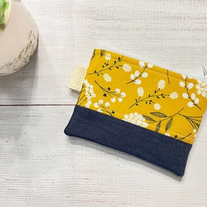 Small Keychain Zipper Pouch- Small Purse- Small Zipper Pouch- Bright, Colorful Pouch- Keyring Storage Pouch- Fabric Pouch- Keychain Wallet Mustard Yellow