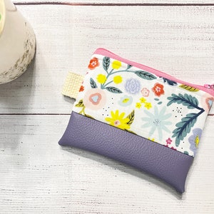 Small Keychain Zipper Pouch- Small Purse- Small Zipper Pouch- Bright, Colorful Pouch- Keyring Storage Pouch- Fabric Pouch- Keychain Wallet Bright Florals