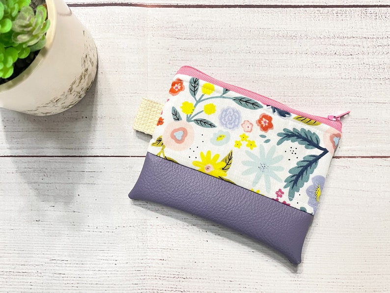Small Keychain Zipper Pouch- Small Purse- Small Zipper Pouch- Bright, Colorful Pouch- Keyring Storage Pouch- Fabric Pouch- Keychain Wallet Bright Florals