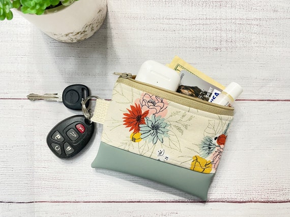 Small Keychain Zipper Pouch- Small Purse- Small Zipper Pouch- Bright, Colorful Pouch- Keyring Storage Pouch- Fabric Pouch- Keychain Wallet