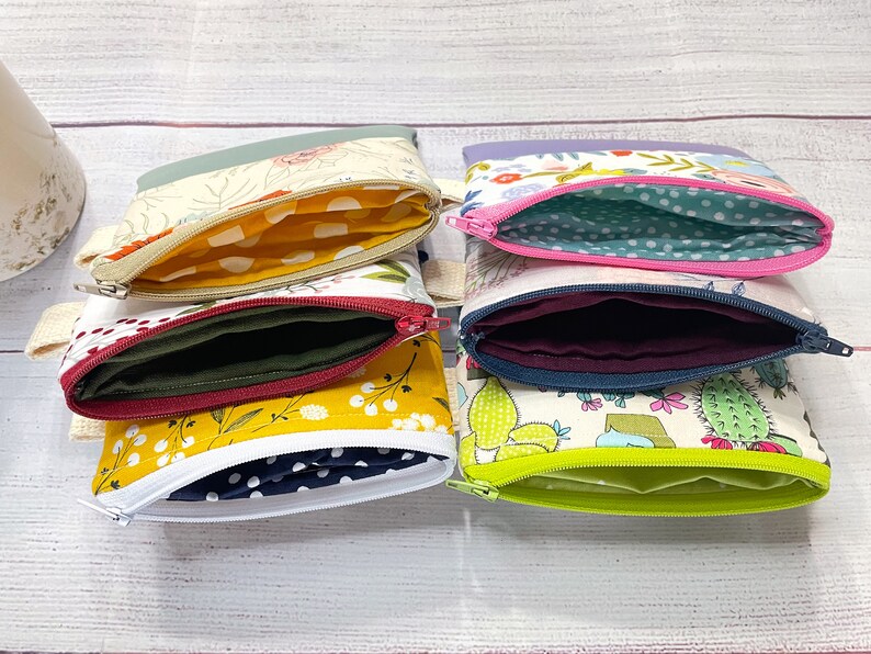 Small Keychain Zipper Pouch- Small Purse- Small Zipper Pouch- Bright, Colorful Pouch- Keyring Storage Pouch- Fabric Pouch- Keychain Wallet image 4