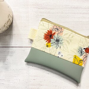 Small Keychain Zipper Pouch- Small Purse- Small Zipper Pouch- Bright, Colorful Pouch- Keyring Storage Pouch- Fabric Pouch- Keychain Wallet Muted Florals