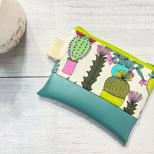 Small Keychain Zipper Pouch- Small Purse- Small Zipper Pouch- Bright, Colorful Pouch- Keyring Storage Pouch- Fabric Pouch- Keychain Wallet Succulents/Cactus