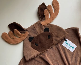 Light Brown Moose - Hooded Towel Poncho - Baby, Toddler and Kids