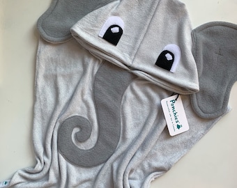 Light Grey Elephant - Hooded Towel Poncho - Baby, Toddler and Kids