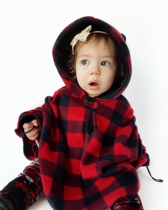 Red And Black Buffalo Check Fleece Poncho Car Seat Poncho Etsy