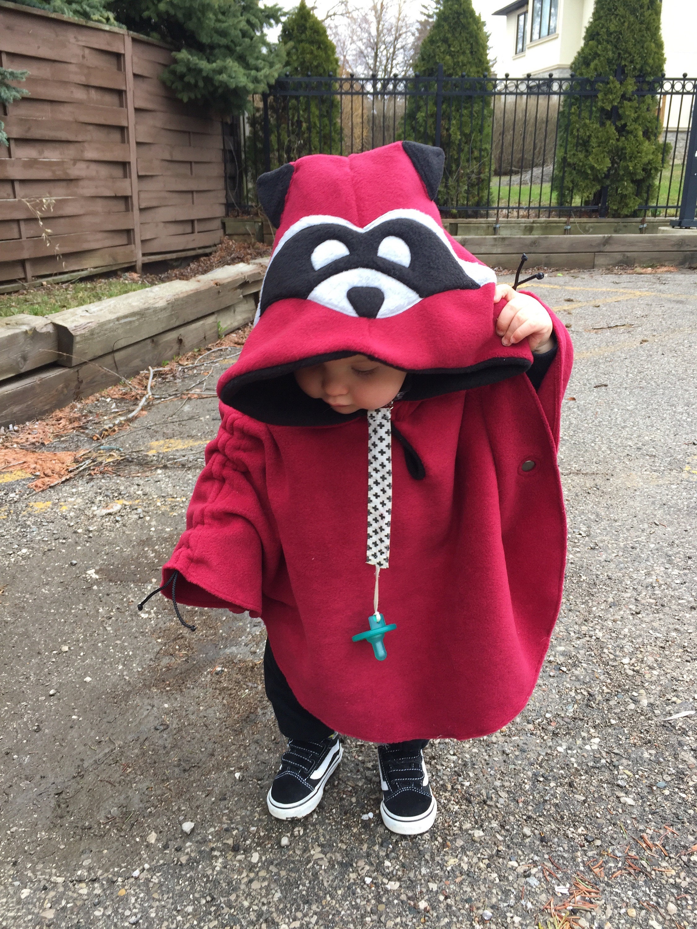 Burgundy Raccoon Fleece Poncho & Car Seat Poncho all in | Etsy UK