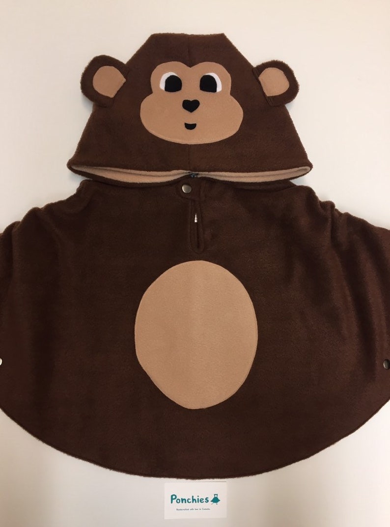 Monkey Fleece Poncho & Car Seat Poncho All in one Baby, Toddler and Kids image 2