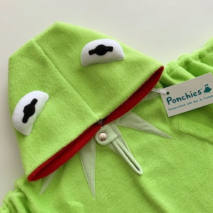 Bright Green Frog - Fleece Poncho & Car Seat Poncho (All in one) - Baby, Toddler and Kids