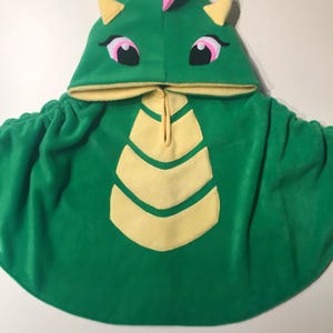 Girly Green Dragon Fleece Poncho & Car Seat Poncho All in one Baby, Toddler and Kids image 2