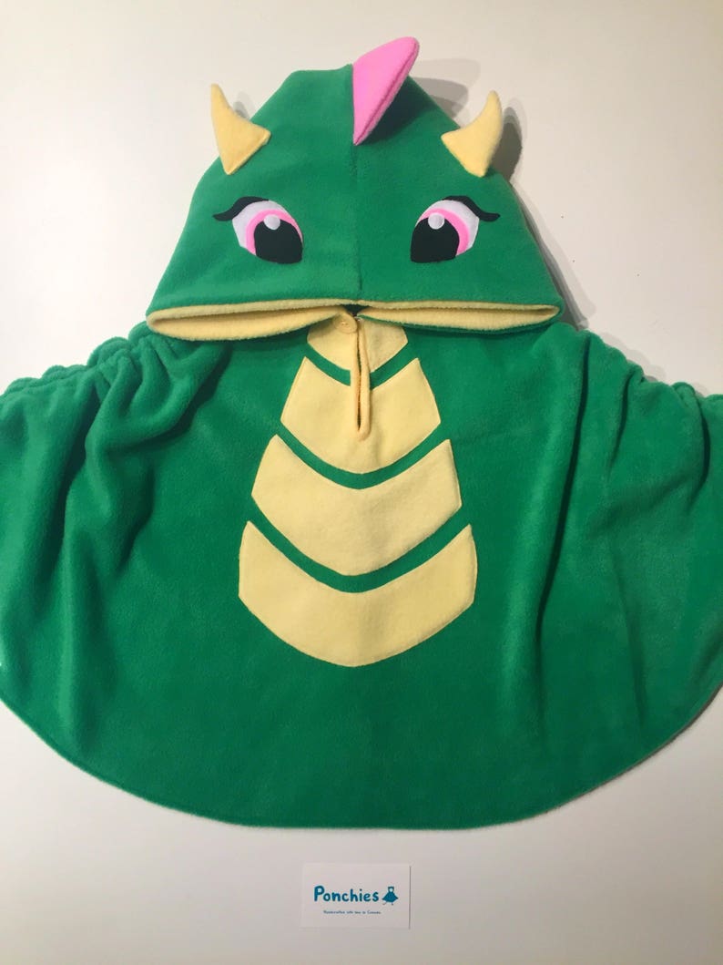 Girly Green Dragon Fleece Poncho & Car Seat Poncho All in one Baby, Toddler and Kids image 2