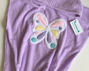 Light Purple Pastel Butterfly - Hooded Towel Poncho - Baby, Toddler and Kids