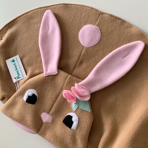 Tan and Soft Pink Bunny With Eyes and Flowers Fleece Poncho & Car Seat ...