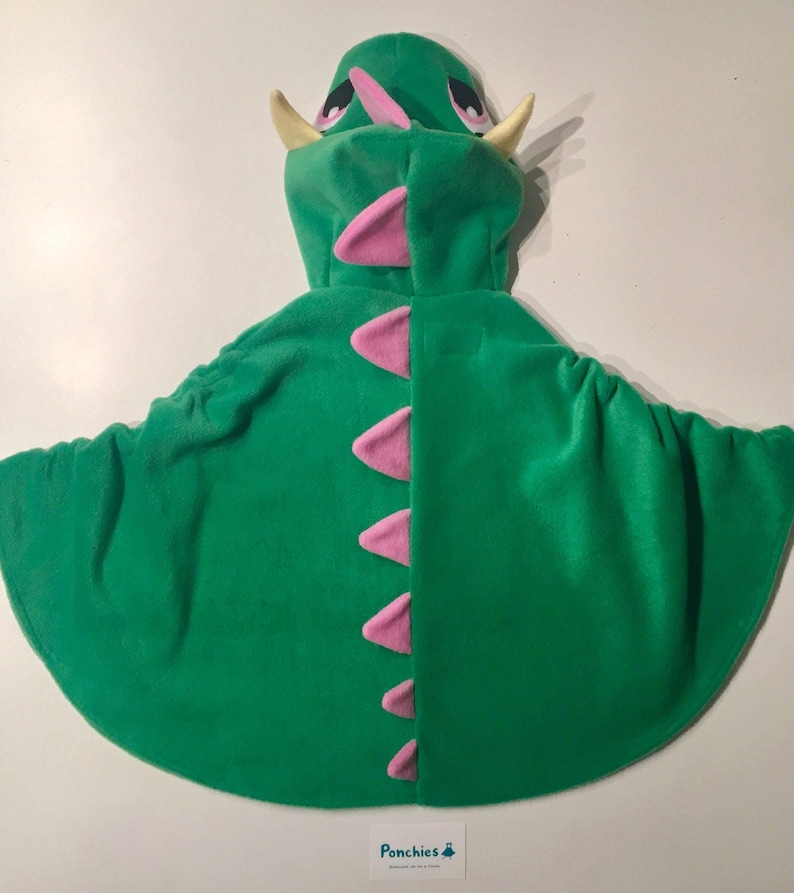 Girly Green Dragon Fleece Poncho & Car Seat Poncho All in one Baby, Toddler and Kids image 4