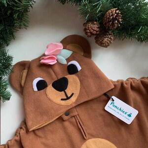 先行予約 - 花付きサビテディベア - フリースポンチョ＆カーシートポンチョ（オールインワン） - ベビー、幼児、キッズ