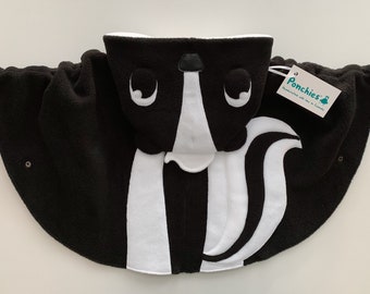 Skunk - Fleece Poncho & Car Seat Poncho (All in one) - Baby, Toddler and Kids