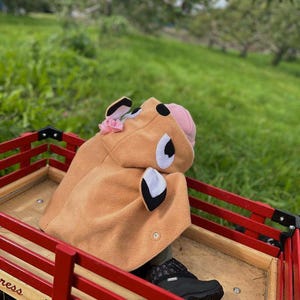 先行予約 - ウッドランドタンの鹿と花 - フリースポンチョ＆カーシートポンチョ（オールインワン） - ベビー、幼児、キッズ