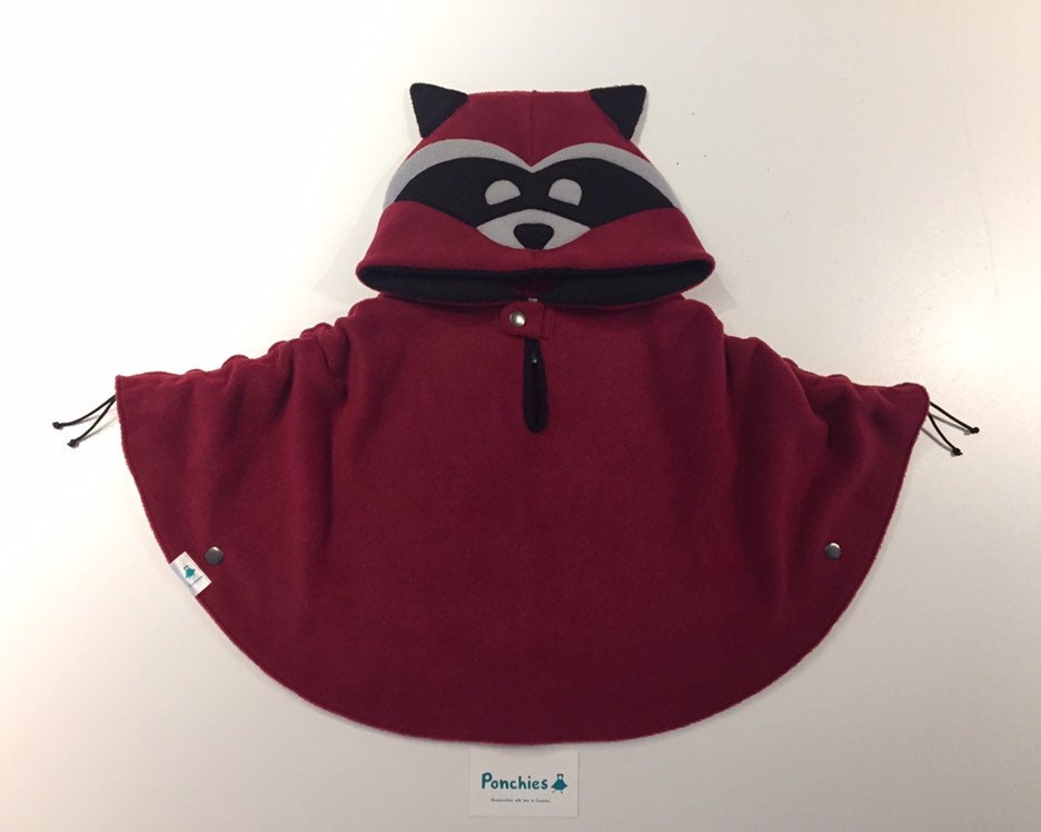 Burgundy Raccoon Fleece Poncho & Car Seat Poncho all in | Etsy UK