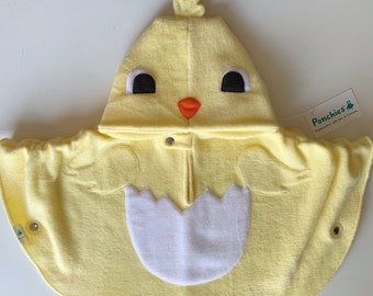 Light Yellow Baby Chick - Fleece Poncho & Car Seat Poncho (All in one) - Baby, Toddler and Kids