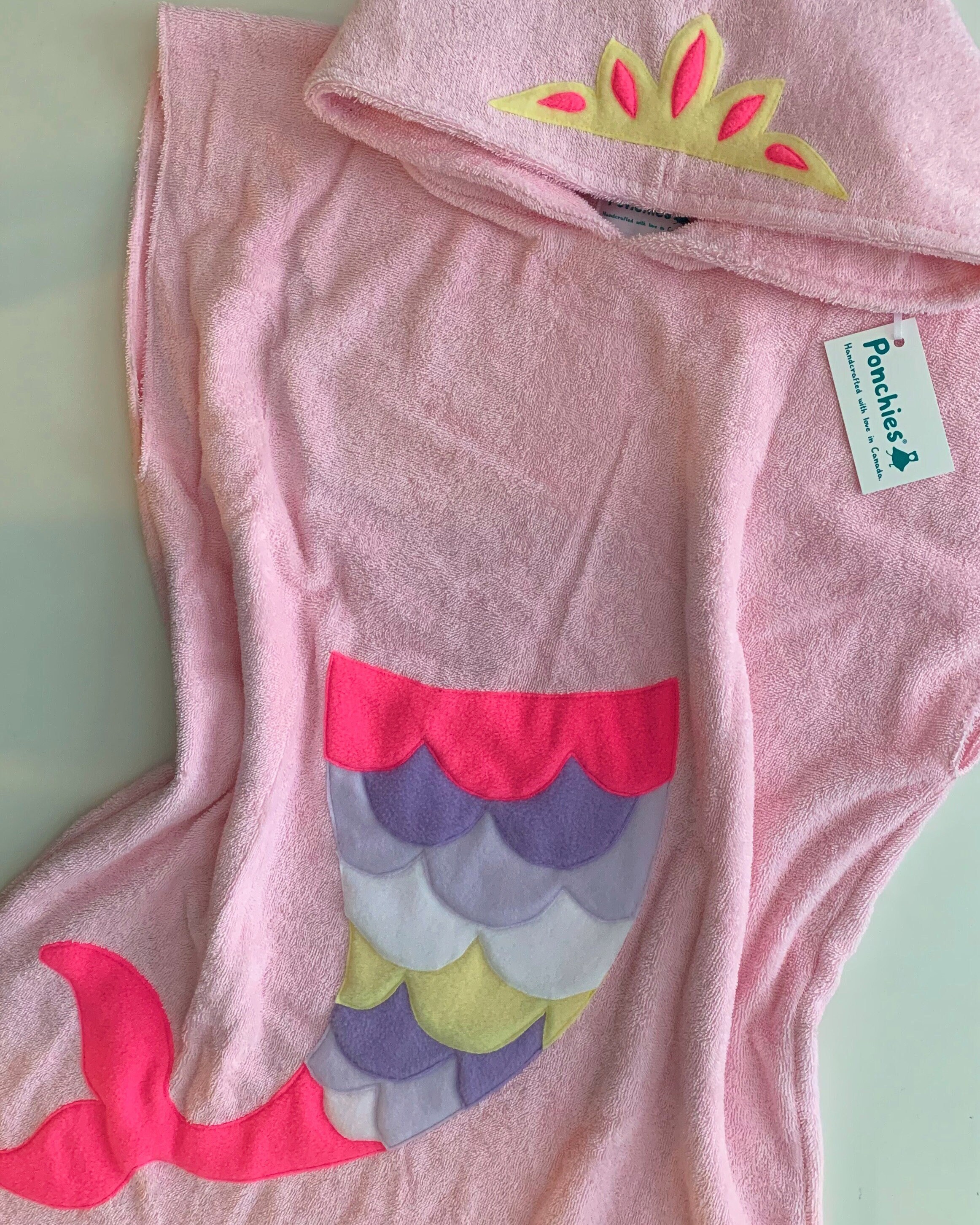Light Pink Mermaid Tail Hooded Towel Poncho Baby Toddler and Kids Etsy Ireland