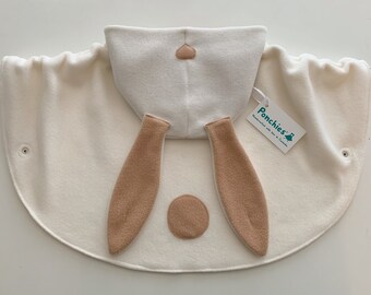 Cream and Tan Bunny - Fleece Poncho & Car Seat Poncho (All in one) - Baby, Toddler and Kids