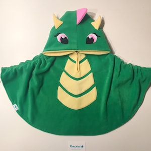 Girly Green Dragon Fleece Poncho & Car Seat Poncho All in one Baby, Toddler and Kids image 1