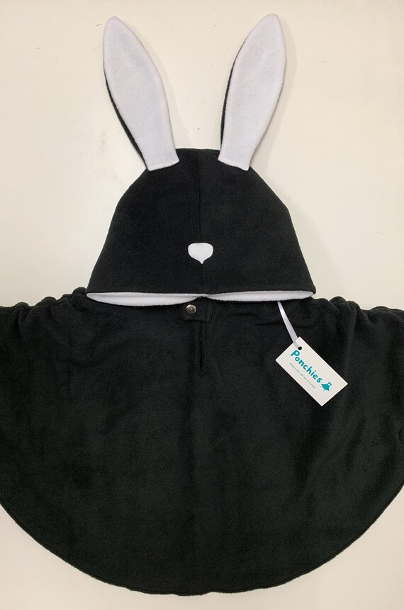 Black and White Bunny Fleece Poncho 