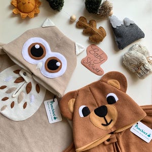 先行予約 - オートミールフクロウ - フリースポンチョ＆カーシートポンチョ（オールインワン） - ベビー、幼児、キッズ