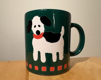 Vintage - Waechtersbach - Made in Spain - Green Mug - Dog - Coffee Cup