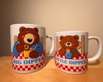 Vintage - 1980s - Big Dipper and Little Dipper - Bears - Set of Two Mugs