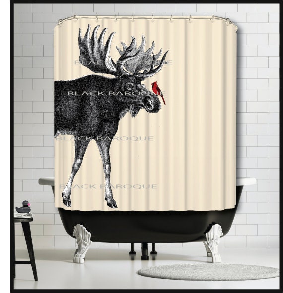 Moose Cardinal Shower Curtain Animal Curtains Image 0