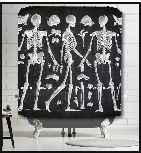 Halloween Skeletons Shower Curtain Human Skeleton Bones Etsy