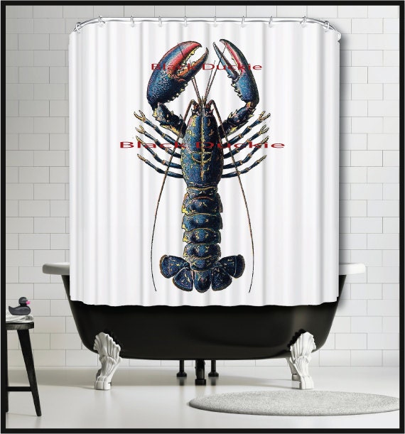 Nautical Shower Curtain Blue Lobster Shower Curtain Navy Etsy