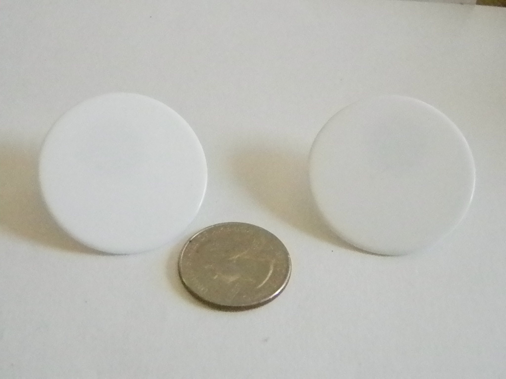 Vintage Large Flat Round White Button Style Pierced Earrings Etsy