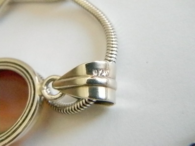 Vintage Oval Orange Glass Stone Pendant Necklace