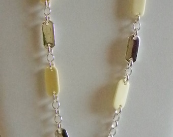 Liz Claiborne Silver Tone Chain Creamy Beaded Necklace