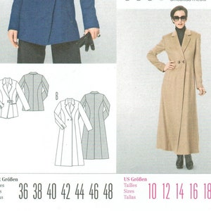 Long Lined Coat + Jacket | Princess Seams, Semi fitted | Waist Buttons or Buckle | Burda 7129 Misses Size 10 12 14 16 18 20 22 Plus