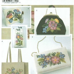 Pochettes brodées Crewel, Cabas, Porte-monnaie, Étui à lunettes, Sac de soirée | Simplicité 5450 par Teresa Nordstom
