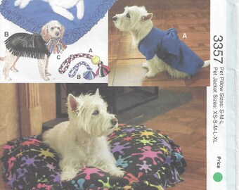 Dog Wrap Jacket |Toys (braided rope & ball) | Pillows No Sewing Required | Polar Fleece, Boiled Wool | Kwik Sew 3357 Size XS S M L XL