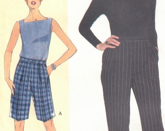 Straight Leg Lined Pants + Shorts | Back Elastic Waistband | Today's Fit Sandra Betzina | Vogue 7027 Size A B C Hip 34.5 363.5 38.5 uncut