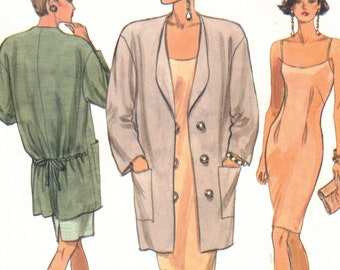 90s Fitted Slip Dress + Loose Jacket | Vogue 8031 Size 8 10 12 Bust 30 32.5 34 uncut