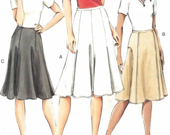 Gored Flared Skirt Variations | Slant Pockets | Narrow Waistband, Back Zipper | Vogue 7910 18 20 22 Waist 32 34 36 uncut