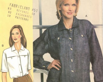 Women's Shirt Pattern | Long or Short Sleeves | Today's Fit Sandra Betzina Vogue 7636 Sizes D E F  Bust 38 40.5 43 uncut
