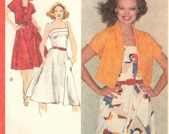 80s Fitted SunDress + Bolero Jacket | Simplicity 9421 Size 12 Bust 34 uncut