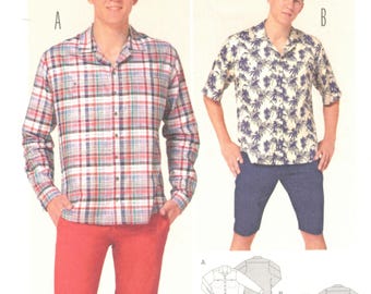 Men's Casual Shirt | Short or Long Cuffed Sleeves, Pockets, Yoke | Burda 6814 Chest 34 36 38 40 42 44 46 48 50 uncut